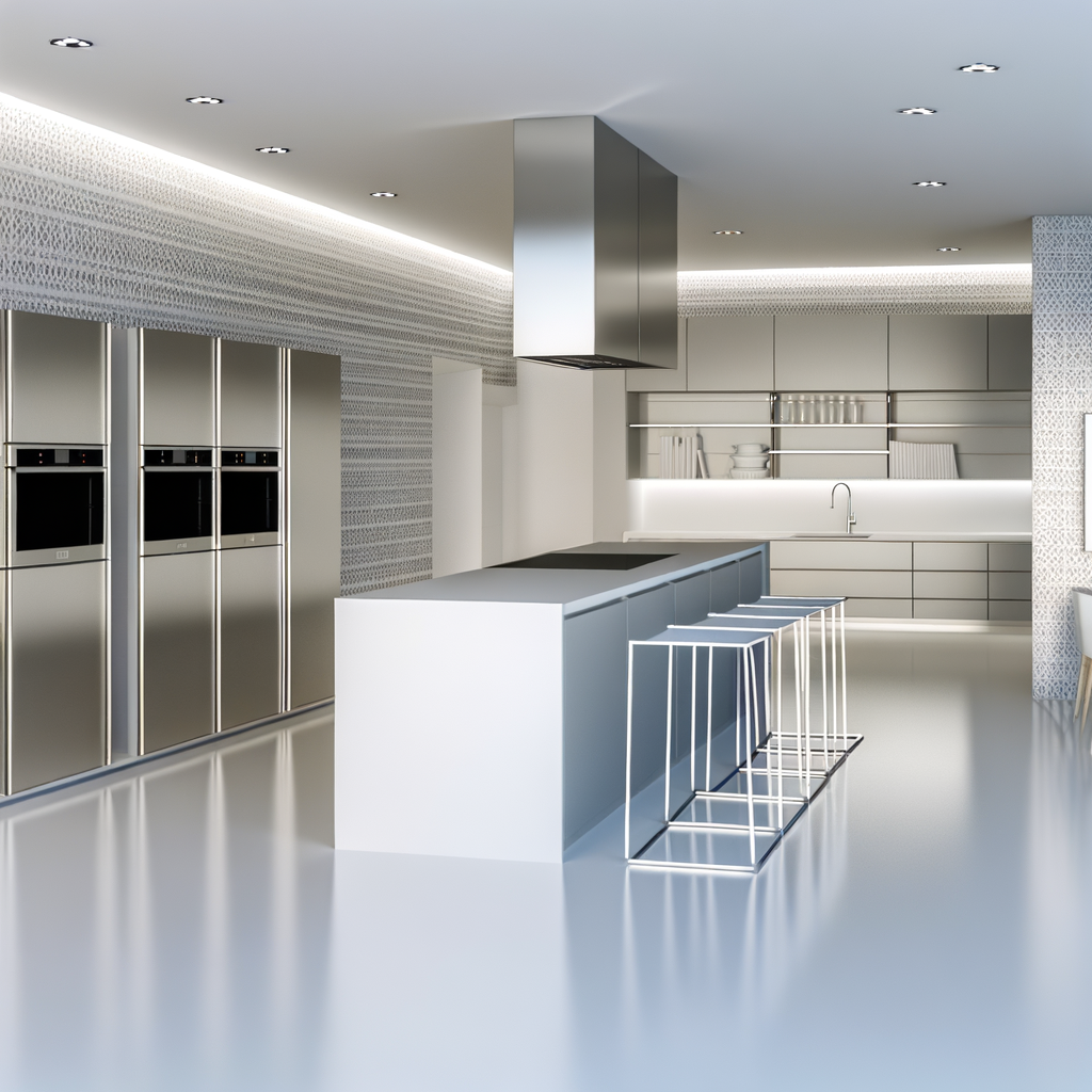 "a very modern kitchen, completely redesigned, spacious and minimalist"